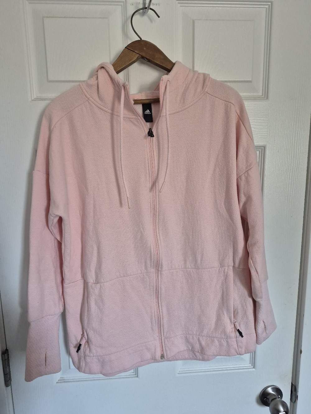 Adidas Pink Full-Zip Hooded Cotton Sweatshirt